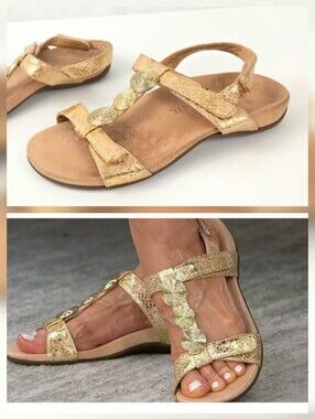Vionic Farra Metallic Gold Snakeskin Sandals